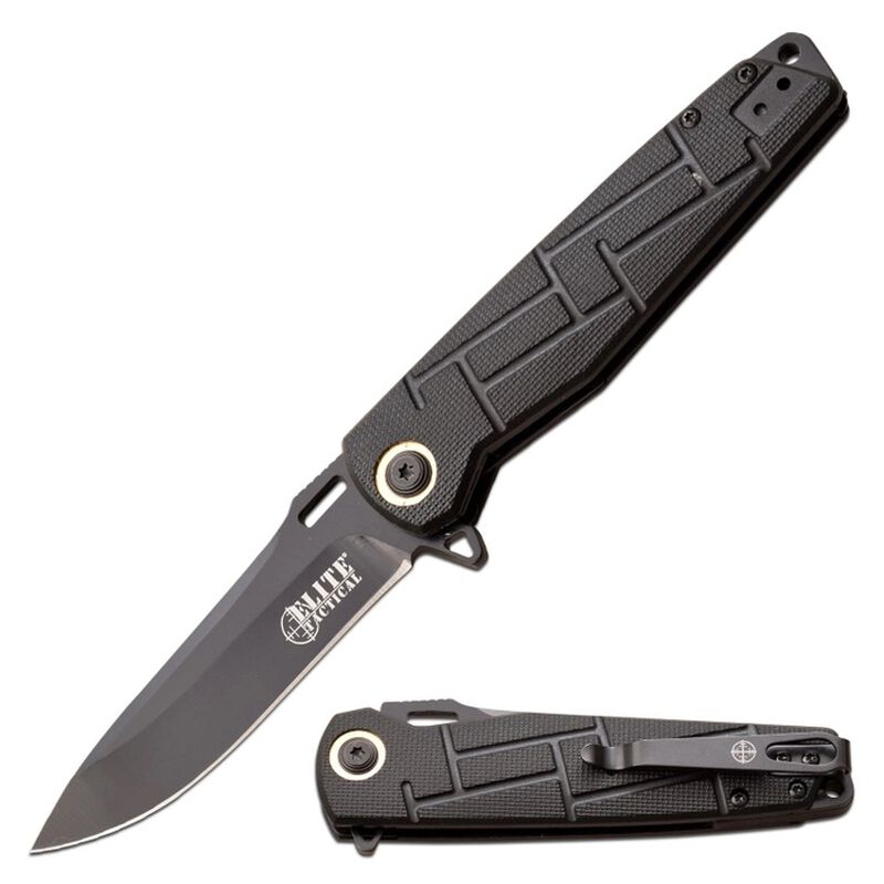 Elite Tactical Black Pocket Knife, , large image number 0